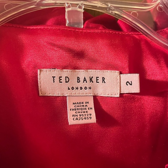 Ted Baker London red ruffle neck belted sheath dress - Picture 3 of 8